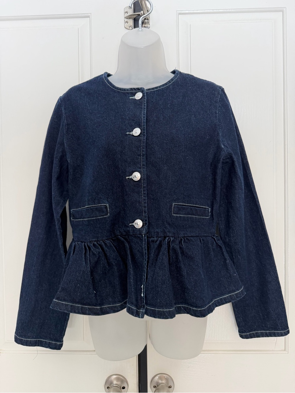 Steve Madden Dark Blue Denim Peplum Jacket Sz S